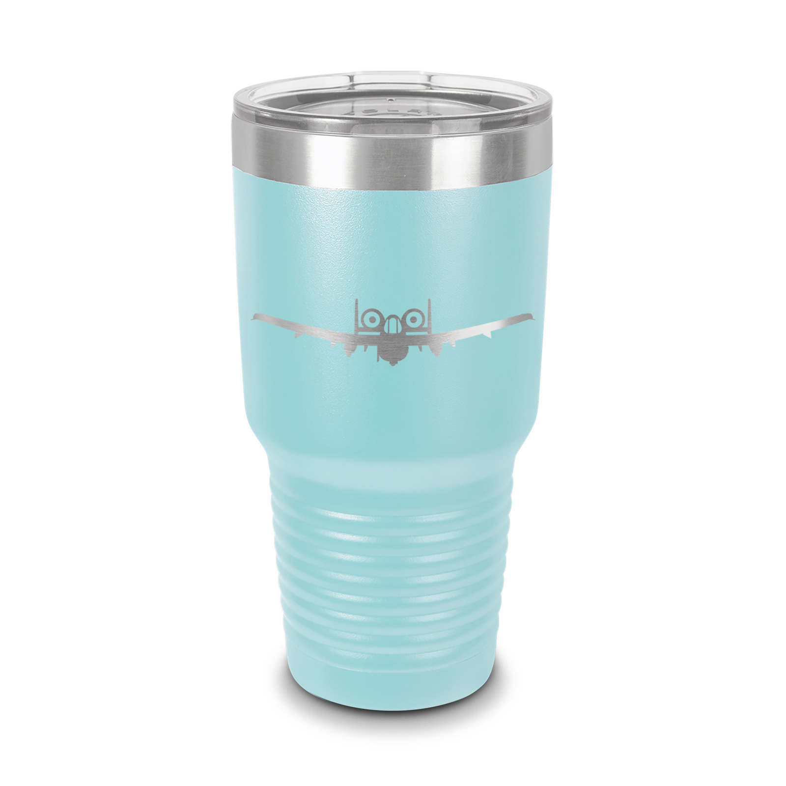 Front View A-10 Thunderbolt II Tumbler 30 oz - Laser Engraved w/ Clear