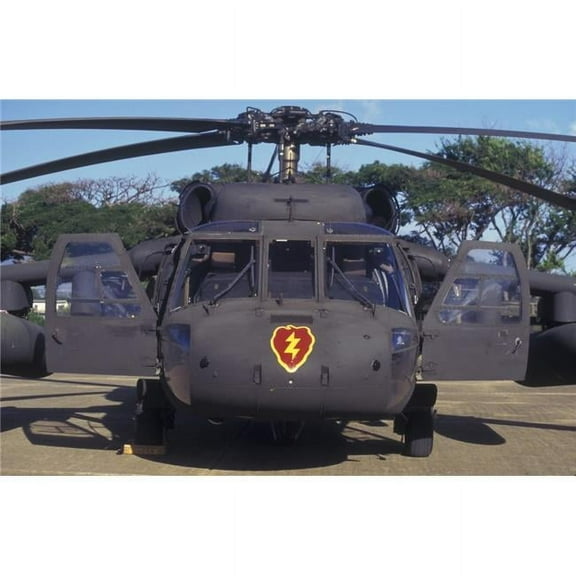 Front View of An Army Hh-60 Helicopter On Display During The Rimpac Exercise Military Demonstration On Ford Island At Pearl Harbor Naval Station On Oahu Hiawaii Poster Print, 17 x 11