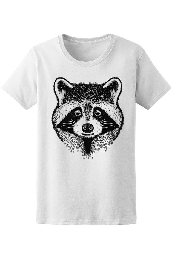 Front View Of Raccoon Head T-Shirt Women -Image by Shutterstock, Female Small