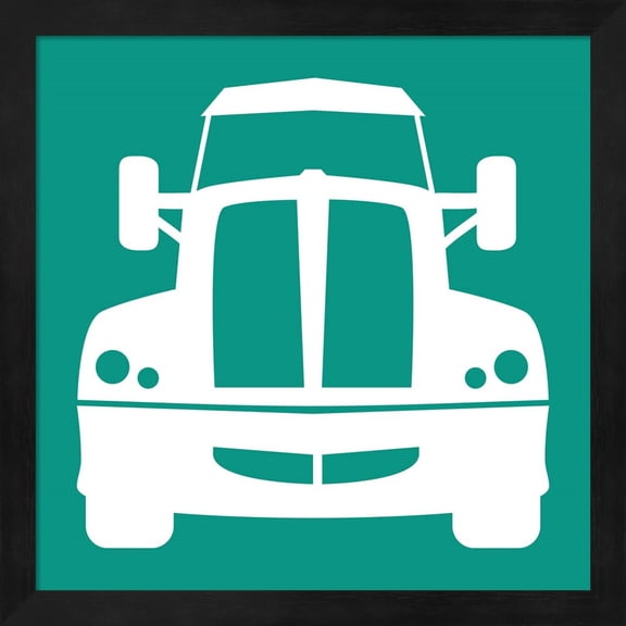 Front View Trucks Set I - Teal by Color Me Happy, Framed Wall Art, 13.25W x 13.25H