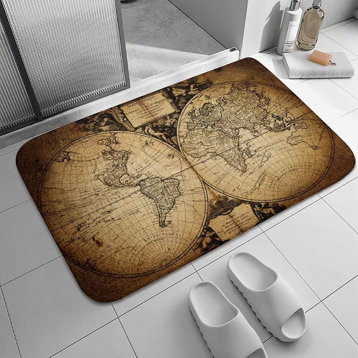 Front Welcome Door Mats World Map On Book Bath Rugs Doormat Indoor ...