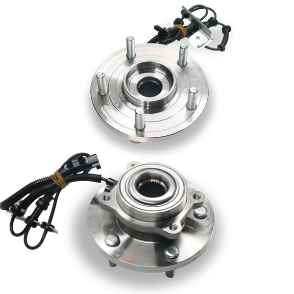 Front Wheel Assembly Pair - 5 Rectangular Flange - Polished Stainless Steel-Front Wheel Hub Bearings Assembly 2