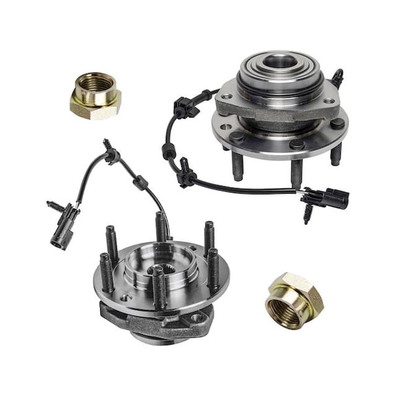 Front Wheel Hub Assembly and Spindle Nut Kit - Compatible with 2002 - 2009 Chevy Trailblazer 2003 2004 2005 2006 2007 2008