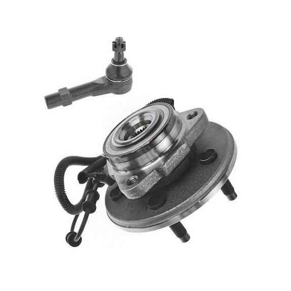 Front Wheel Hub Assembly and Tie Rod End Kit 2 Piece - Compatible with 2002 - 2005 Mercury Mountaineer 2003 2004