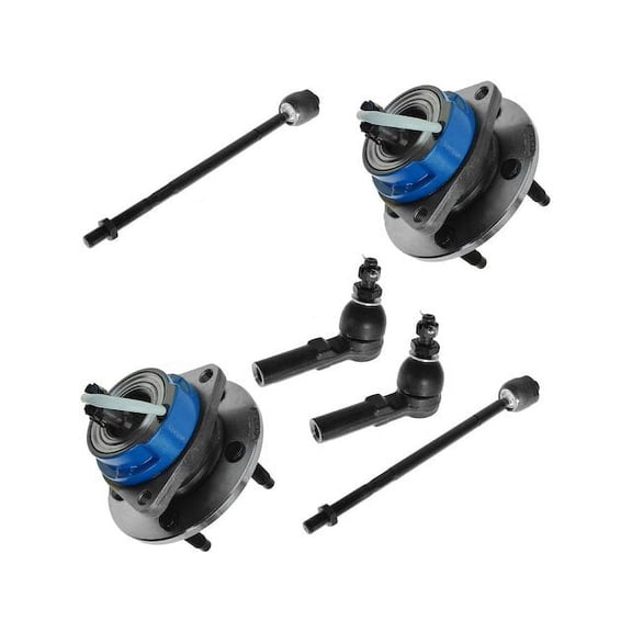 Front Wheel Hub Assembly and Tie Rod End Kit 6 Piece - Compatible with 2000 - 2005 Cadillac DeVille 2001 2002 2003 2004