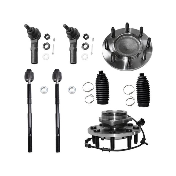 Front Wheel Hub Assembly and Tie Rod End Kit - Compatible with 2003 - 2005 Dodge Ram 2500 2004