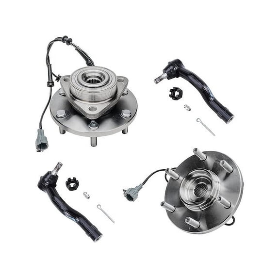 Front Wheel Hub Assembly and Tie Rod End Kit - Compatible with 2004 - 2007 Nissan Titan 2005 2006