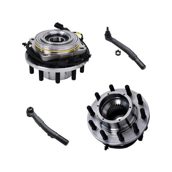 Front Wheel Hub Assembly and Tie Rod End Kit - Compatible with 2005 - 2010 Ford F-550 Super Duty 2006 2007 2008 2009