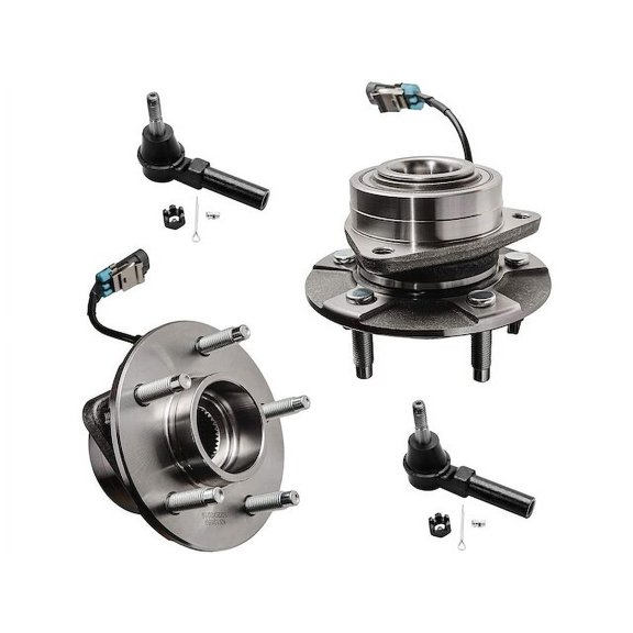 Front Wheel Hub Assembly and Tie Rod End Kit - Compatible with 2006 Pontiac Torrent