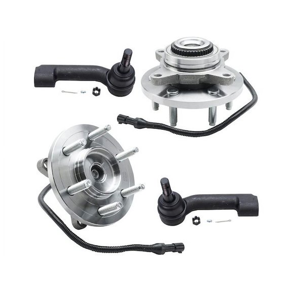 Front Wheel Hub Assembly and Tie Rod End Kit - Compatible with 2007 - 2010 Ford Expedition 2008 2009