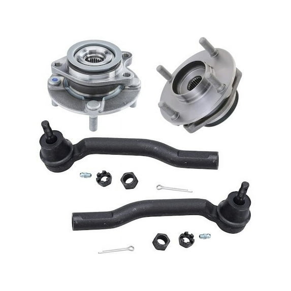 Front Wheel Hub Assembly and Tie Rod End Kit - Compatible with 2007 - 2012 Nissan Versa 2008 2009 2010 2011