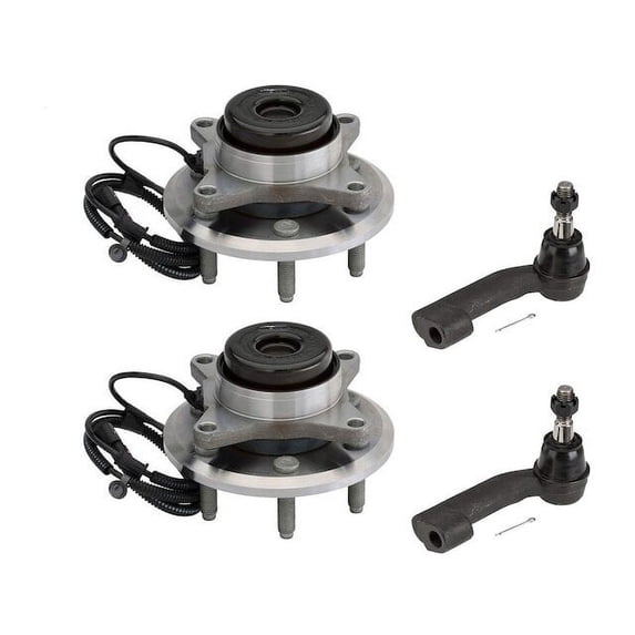 Front Wheel Hub Assembly and Tie Rod End Kit - Compatible with 2011 - 2014 Ford Expedition 2012 2013