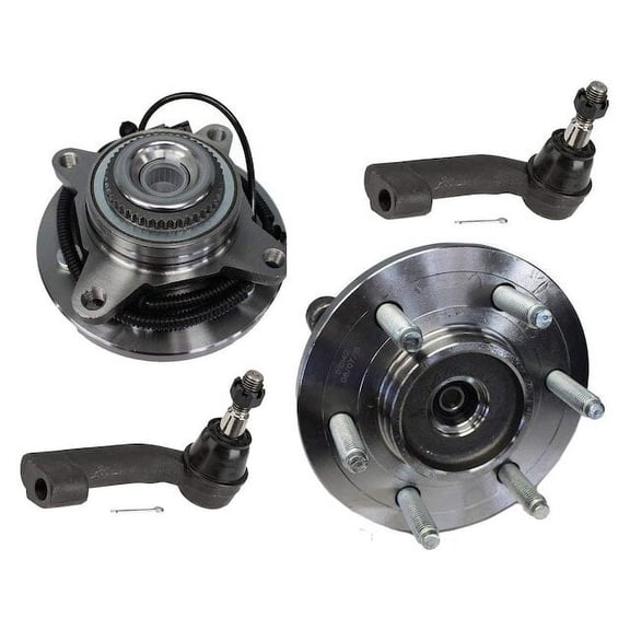 Front Wheel Hub Assembly and Tie Rod End Kit - Compatible with 2011 - 2014 Ford Expedition 2012 2013