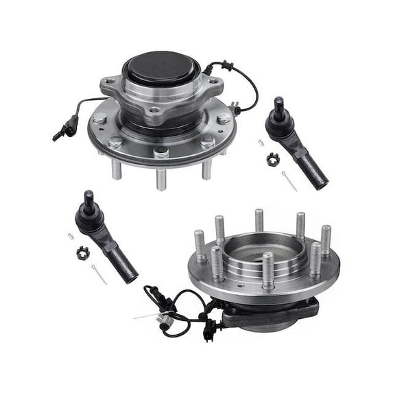 Front Wheel Hub Assembly and Tie Rod End Kit - Compatible with 2011 - 2019 Chevy Silverado 3500 HD 2012 2013 2014 2015 2016 2017 2018