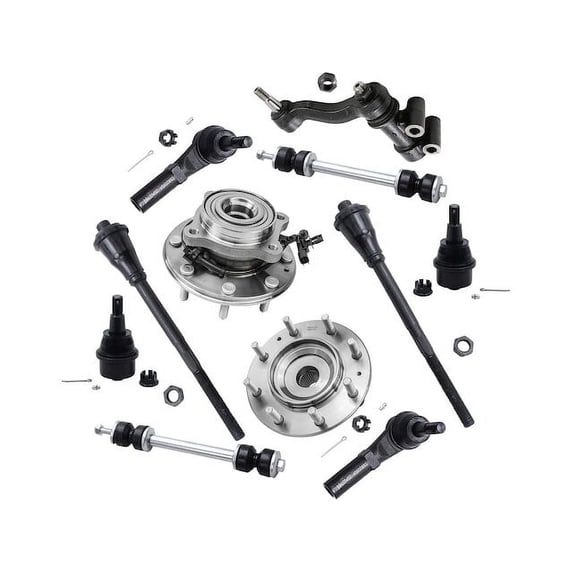 Front Wheel Hub Ball Joint Tie Rod End Kit - Compatible with 2011 - 2019 Chevy Silverado 3500 HD 2012 2013 2014 2015 2016 2017 2018