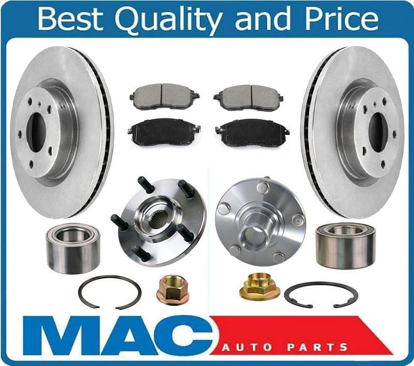 Front Wheel Hub & Bearings Disc Rotors & Pads Fits For 02-06 Altima 2 ...