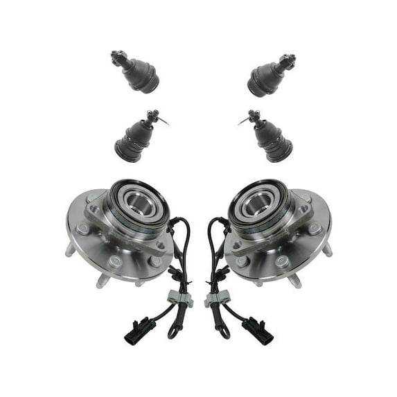Front Wheel Hub and Ball Joint Kit 6 Piece - Compatible with 2002 - 2006 Cadillac Escalade AWD 2003 2004 2005