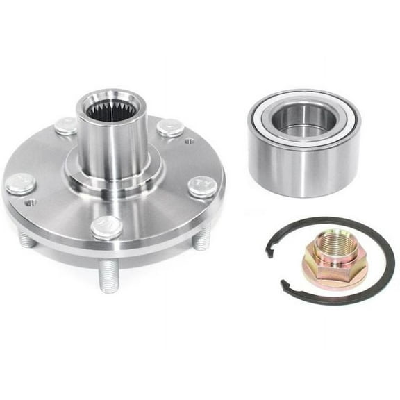 Front Wheel Hub and Bearing Repair Kit with Retaining Ring and Axle Nut - Compatible with 2010 - 2015 Kia Soul 2011 2012 2013 2014