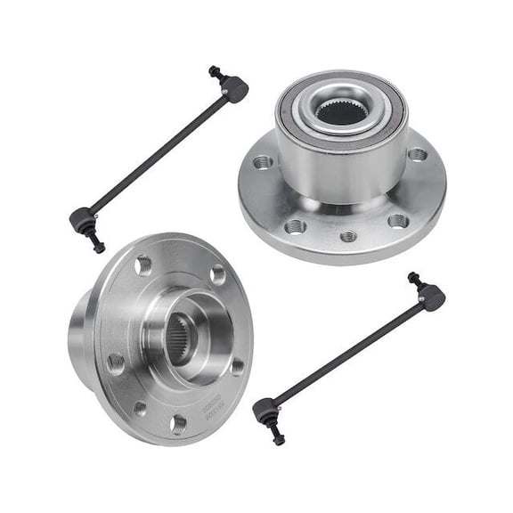 Front Wheel Hub and Sway Bar Link Kit - Compatible with 2007 - 2016 Volvo S80 2008 2009 2010 2011 2012 2013 2014 2015