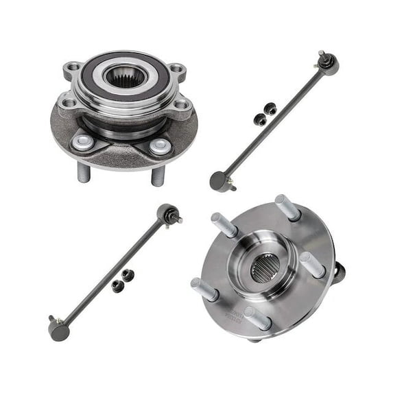 Front Wheel Hub and Sway Bar Link Kit - Compatible with 2014 - 2018 Mazda 3 2015 2016 2017