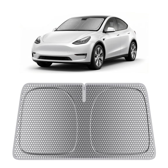 Front Window Windshield Sun Shade For Tesla Model Y & Model 3 (2017-2026) Silver Custom Fit