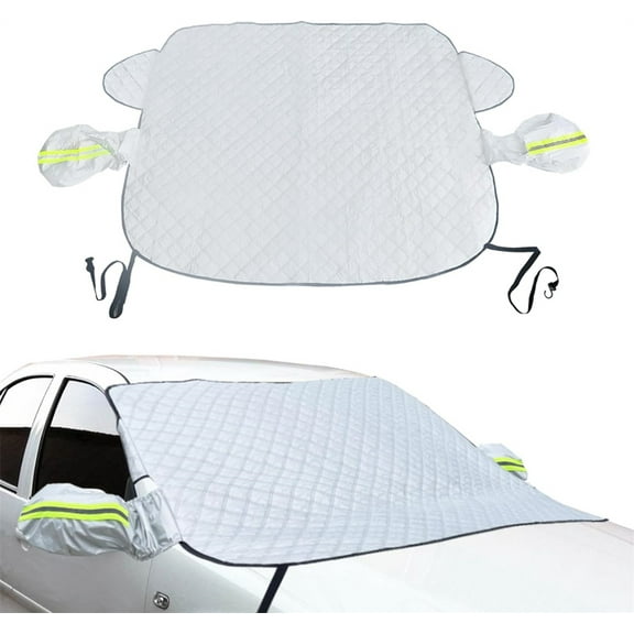 Front Windshield Snow Cover,Car Winter Ice Frost Protector,Exterior Windscreen Sun Shade,4-Layer Windshield Cover,Wiper Mirror Protector,for Small Sedan Compact SUV For All Seasons (50"x57")