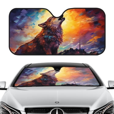 Front Windshield Sun Shade For Car & SUV, 51x28in UV Blocker, Foldable Sun Visor Protector For Hot Weather-Tropical Rainforest With Lush Green Leaves