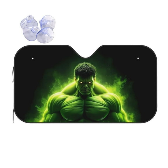 Front Windshield Sun Shade Green Hulk Folding Shield UV Ray Blocks Visor Protector for Car Truck SUV Medium