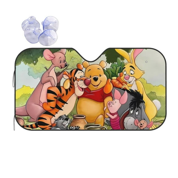 Front Windshield Sun Shade Winnie The Pooh Folding Shield UV Ray Blocks Visor Protector for Car Truck SUV Medium