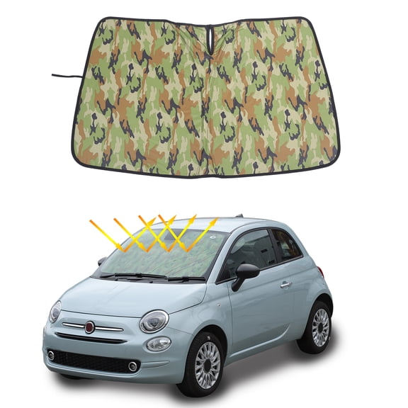 Front Windshield Sunshade for Fiat 500 2010-2024, Front Window Sun Shade Foldable Reflective Sun Visor Custom Sunscreen UV Blocker Privacy Protector HeatShield