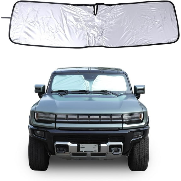Front Windshield Sunshade for Hummer EV 2024-2025 Windshield Sun Shade Sun Visor UV Blocker Privacy Protector Custom Sunscreen Heatshield Keep Your Car Cooler Resilient & Expeditious (White)