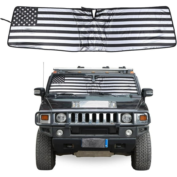 Front Windshield Sunshade for Hummer H2 2003-2009 Windshield Sun Shade Sun Visor UV Blocker Privacy Protector Custom Fit Sunscreen Heatshield Keep Your Car Cooler Resilient & Expeditious (Black1)