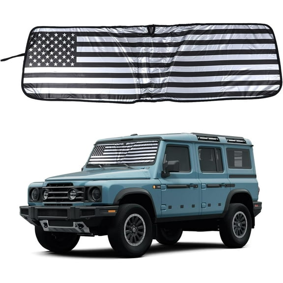 Front Windshield Sunshade for Ineos Grenadier 2020-2024 Accessories, Windshield Sun Shade, Foldable Reflective Sun Visor, Screen Shield Cover UV Blocker Protector HeatShield (Black1)