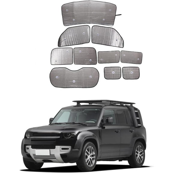Front Windshield Sunshade Kit for Land Rover Defender 130 2020-2023, Window Shades Sun Shade, Foldable Reflective Sun Visor, UV Rays Blocker Sunproof HeatShield Sun Protection Car Cover Set