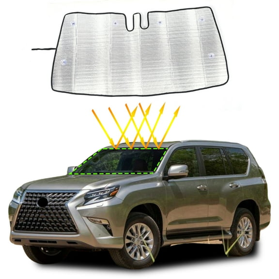 Front Windshield Sunshade for Lexus GX460 Accessories, Windshield Sun Shade, Foldable Reflective Sun Visor, Screen Shield Cover UV Blocker Protector HeatShield Keeps Your Vehicle Cool