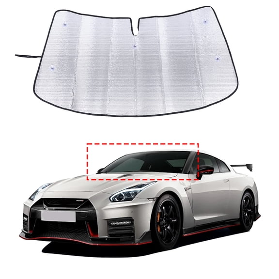Front Windshield Sunshade for Nissan GTR Accessories, Windshield Sun Shade, Foldable Reflective Sun Visor, Screen Shield Cover UV Blocker Protector HeatShield Keeps Your Vehicle Cool