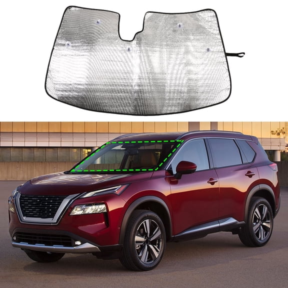 Front Windshield Sunshade for Nissan Rogue 2021(For versions with rain sensor), Front Window Sun Shade Foldable Reflective Sun Visor Custom Sunscreen UV Blocker Privacy Protector HeatShield