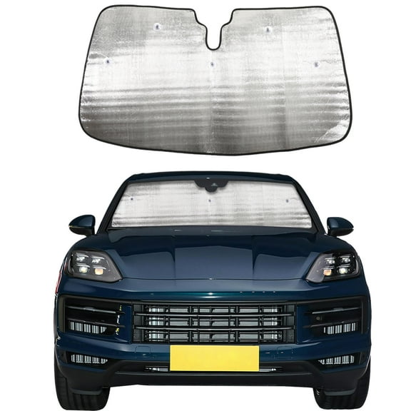 Front Windshield Sunshade for Porsche Cayenne 2023-2024 ,Front Window Sun Shade Foldable Reflective Sun Visor Custom Sunscreen UV Blocker Privacy Protector HeatShield