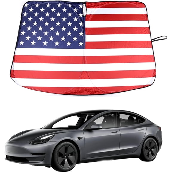 Front Windshield Sunshade for Tesla Model 3/Y 2016-2024, Windshield Sun Shade, Foldable Reflective Sun Visor, Screen Shield Cover UV Blocker Protector HeatShield Keeps Your Vehicle Cool