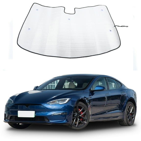 Front Windshield Sunshade  for Tesla Model S 2017+ Accessories, Windshield Sun Shade, Foldable Reflective Sun Visor, Screen Shield Cover UV Blocker Protector HeatShield Keeps Your Vehicle Cool