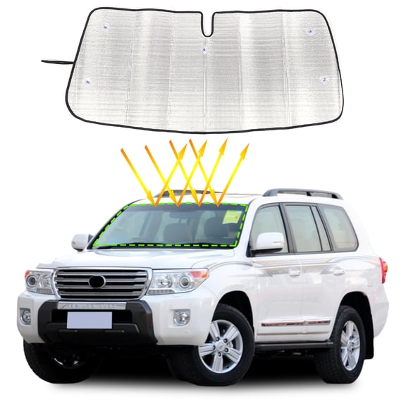 Front Windshield Sunshade  for Toyota Land Cruiser GXR Accessories, Windshield Sun Shade, Foldable Reflective Sun Visor, Screen Shield Cover UV Blocker Protector HeatShield Keeps Your Vehicle Cool