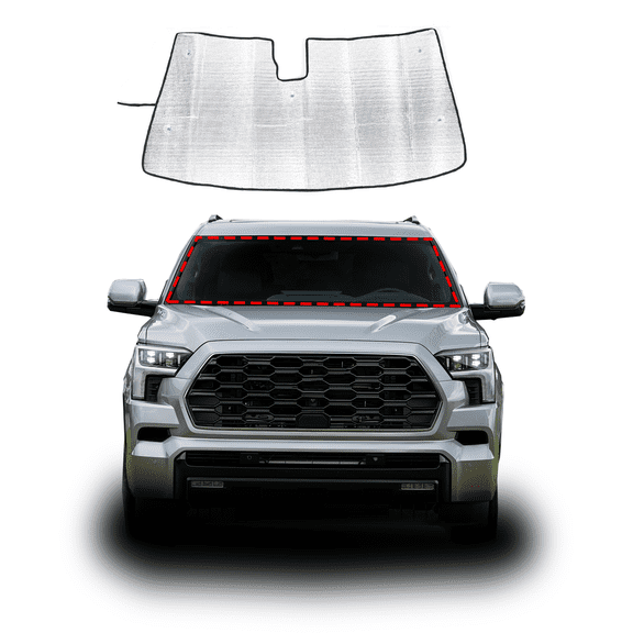 Front Windshield Sunshade  for  Toyota Sequoia 2021 Accessories, Windshield Sun Shade, Foldable Reflective Sun Visor, Screen Shield Cover UV Blocker Protector HeatShield Keeps Your Vehicle Cool