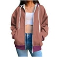 thumbnail image 1 of Front Zip Hoodies for Women Oversized Gradient Colorblock Hooded Zipper Sweatshirt Jacket Y2k Fall Coat Outerwear (XL, Red 01), 1 of 5