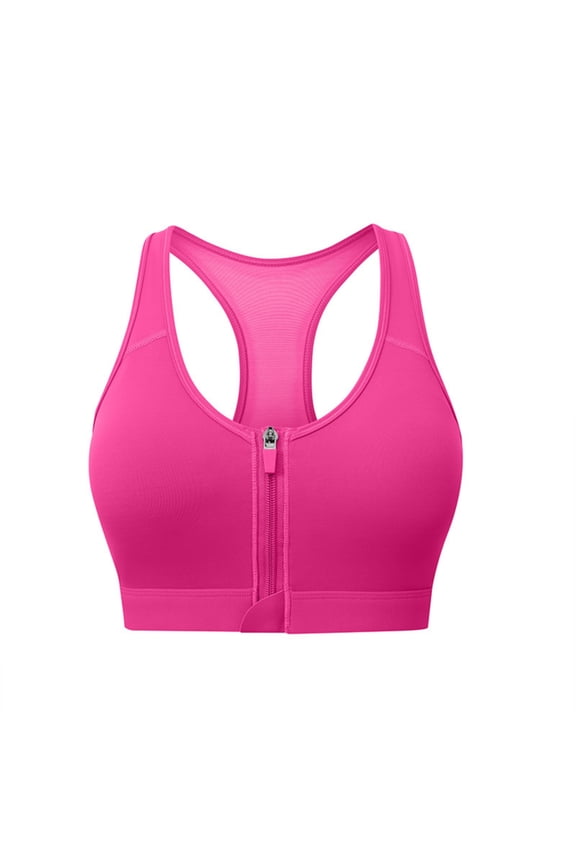 Front Zip Racerback Sports Bra Womens Mesh Back High Support Breathable Fitness Activewear Brassiere Bras for Lady Wirefree Padded L