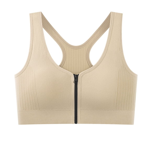 Front Zip Sports Bra, Wireless Racerback Bra for Women with Front Closure, High Support Workout Bra for Casual and Low-Impact Activities