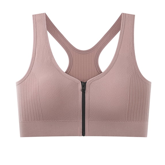 Front Zip Sports Bra, Wireless Racerback Bra for Women with Front Closure, High Support Workout Bra for Casual and Low-Impact Activities
