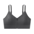 thumbnail image 1 of Front Zip Wireless Bra Womens Adjustable Thin Strap V-Neck Shaping Support Comfortable Fitness Brassiere Dark Gray One Size, 1 of 4
