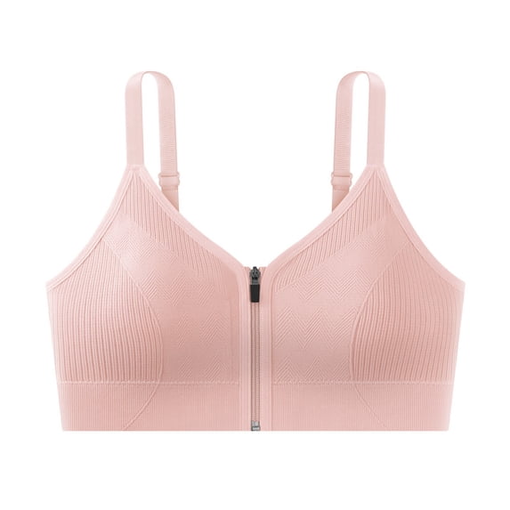 Front Zip Wireless Bra Womens Adjustable Thin Strap V-Neck Shaping Support Comfortable Fitness Brassiere One Size