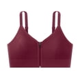 thumbnail image 1 of Front Zip Wireless Bra Womens Adjustable Thin Strap V-Neck Shaping Support Comfortable Fitness Brassiere Red One Size, 1 of 4