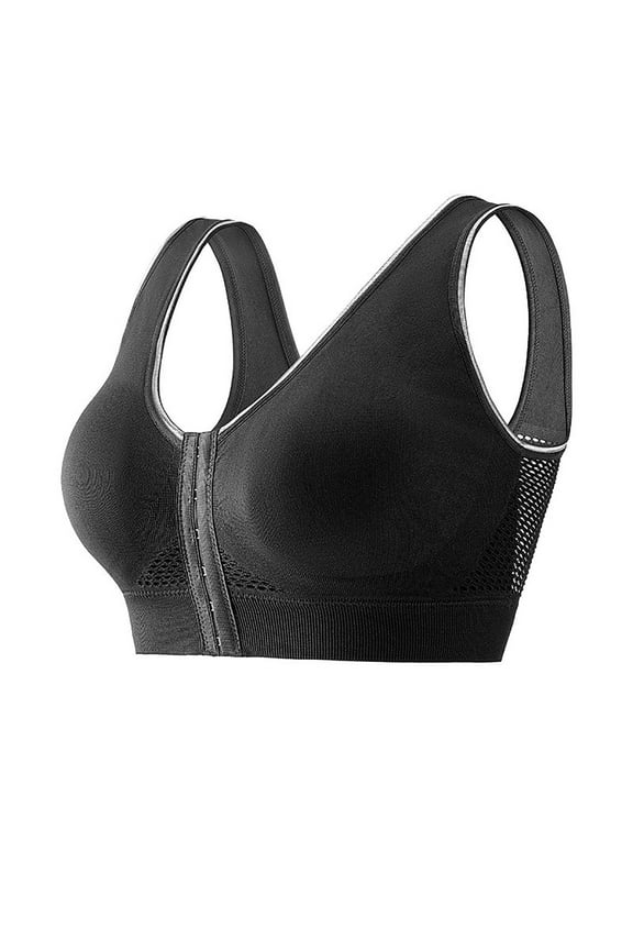 Front Zipper Sports Bras for Women, Wirefree Front Closure Bralettes, Racerback Push up Lingerie
